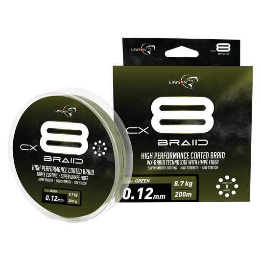 Lawson CX8 Braid Green Coated 200m 0,12mm 8.7kg - Fjellfiske