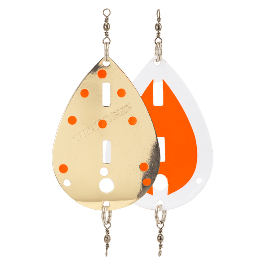 Søvik Dividalsblinken WL Gull/Orange/UV Prikker 70mm - Fjellfiske